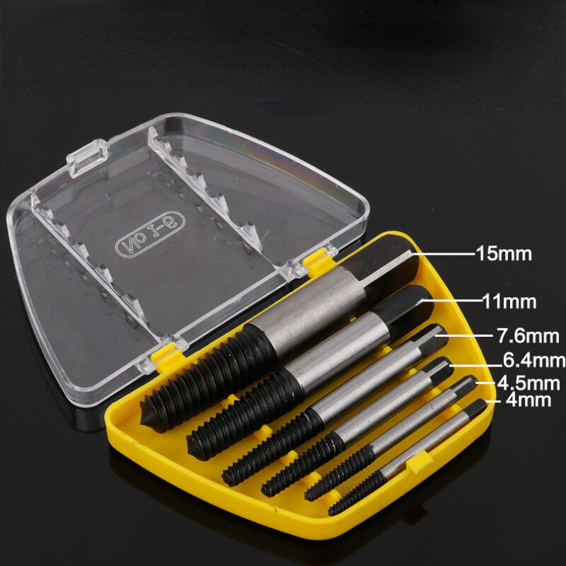 6pcs set broken head Screw Remover Extractor Drill Bits Steel Durable Easy Out Remover Center Drills Damaged Bolts Remover Tools