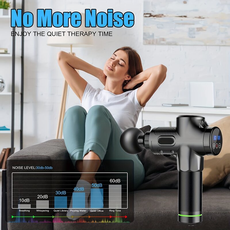 Pistolet de massage électrique à 30 niveaux pour homme et femme, équipement de fitness, relaxation musculaire profonde du corps, masseur de cou, réduction du bruit