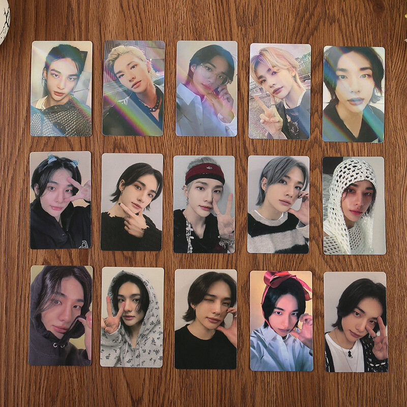 Kpo Bangchan Hyunjin Felix قائمة بطاقات Selfie Lomo الشخصية ، Lee knee Seungmin ، 2 صور ضوئية للجانبين ، مجموعة مراوح ، 15 * لكل مجموعة