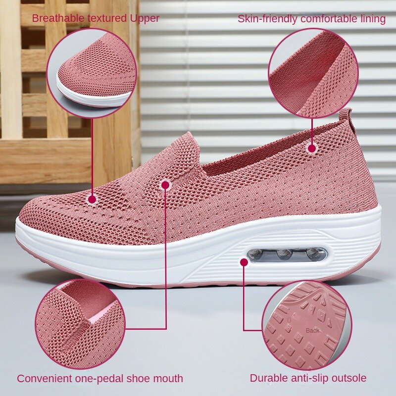 2024 Frühling neue Damenschuhe Ein-Schritt-Shake-Schuhe dicke Sohle luft gepolsterte Freizeit schuhe