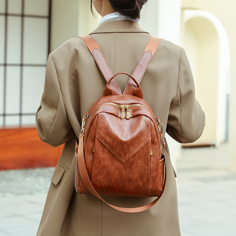Женский рюкзак из искусственной кожи, Повседневная маленькая однотонная Дорожная сумка на плечо, школьный ранец