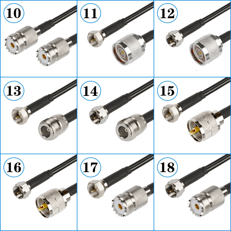 Cable Coaxial RG58 UHF PL259 macho a N macho hembra, conector Pigtail Coaxial, cable UHF a N a F, línea de cable macho de 0,3 M-30M