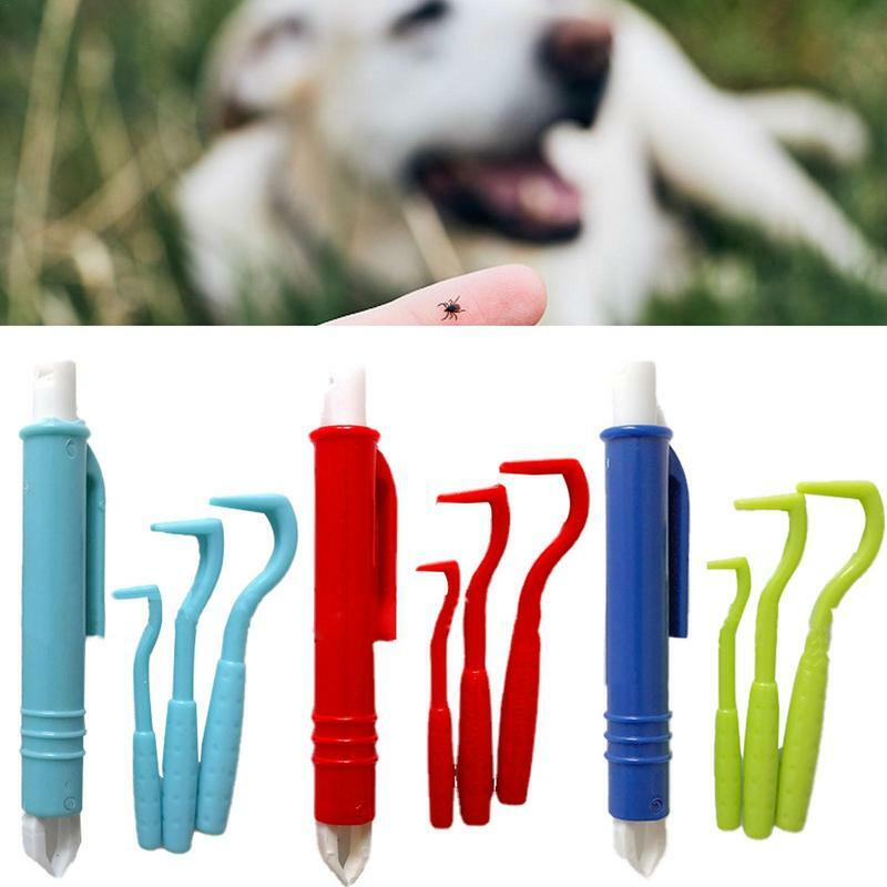 Kits de herramientas de eliminación de pulgas para mascotas, gancho de rascado de plástico, suministros de aseo para gatos y perros, pinzas, Clip, 4 piezas