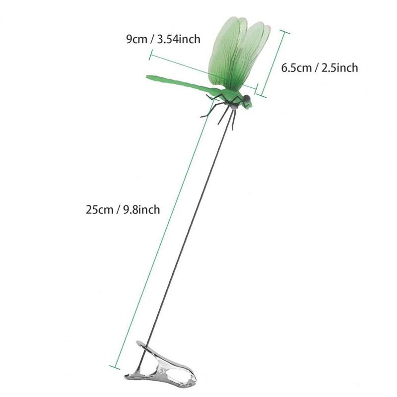 Clip de libélula falsa de 3 piezas, Kit de abrazadera de decoración de libélula 3D, resistente al agua, antideslizante, para jardín al aire libre