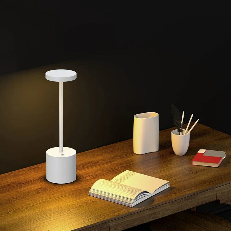 Lámpara de mesa inalámbrica táctil, recargable por USB, de lectura, portátil, para restaurante/dormitorio