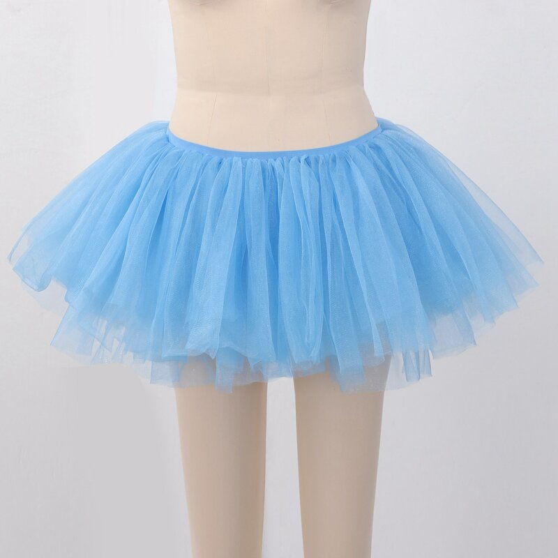 Dance Tulle Tutu 5 Layered Tutu Prom Party Costume Tulle Tutu for Women and Girls,Blue