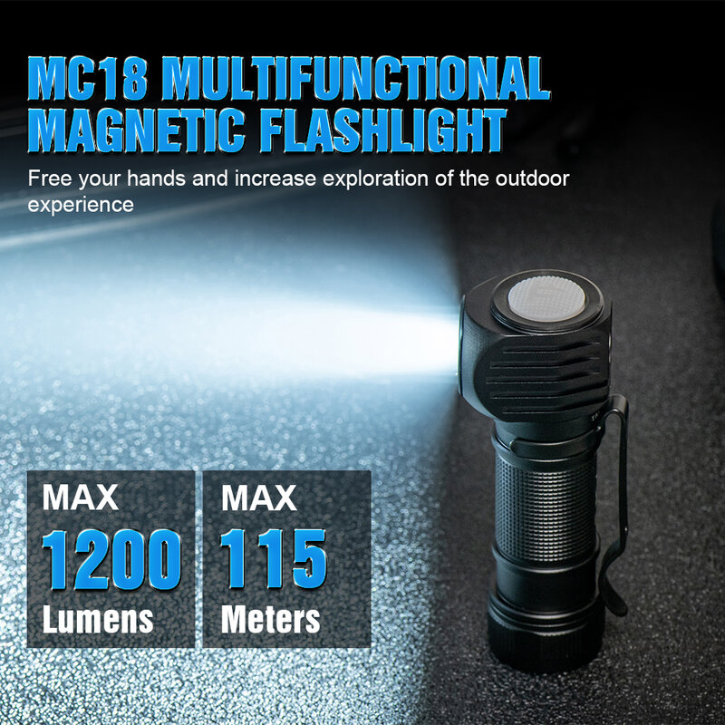 Trustfire Mc18 faro Led Xp-Lhi 18650 magnetico 2a Usb ricaricabile lampada frontale 1200lm torcia faro magnete tappo posteriore