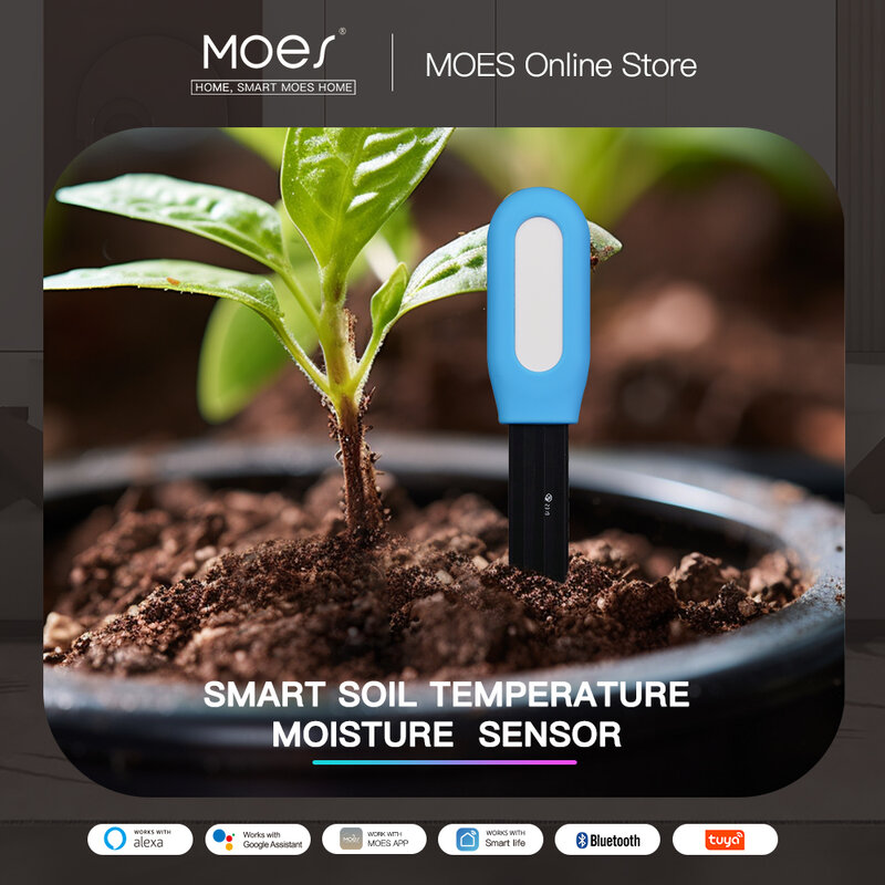 MOES probador de suelo inteligente con Bluetooth, medidor de temperatura, Sensor de humedad, Monitor de plantas, Detector, riego de automatización de jardín