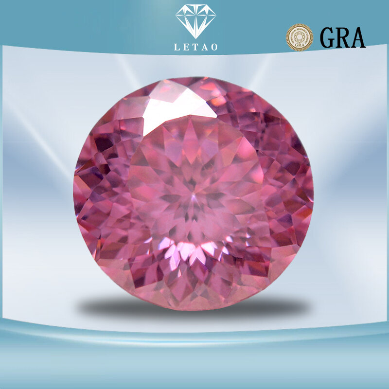 Moissanita-piedra preciosa cultivada en laboratorio, forma redonda, Color rosa, corte facetado 100, fabricación de joyas avanzada, certificado GRA
