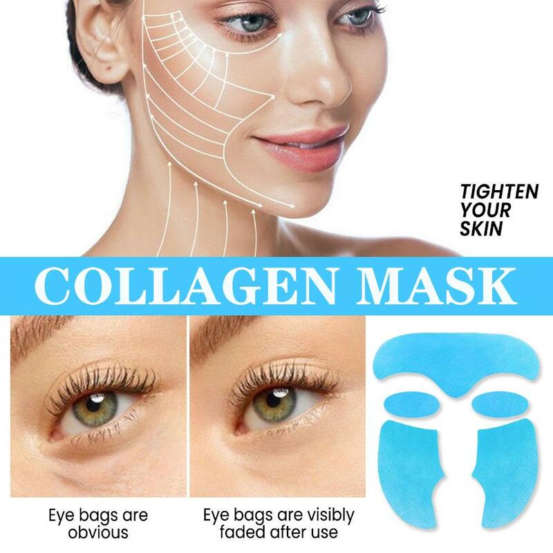 Mascarilla facial de colágeno Soluble, máscara hidratante antienvejecimiento con película hidrolizada, líneas finas, parches Lifting firmes para el cuidado de la piel, 5 uds/Set