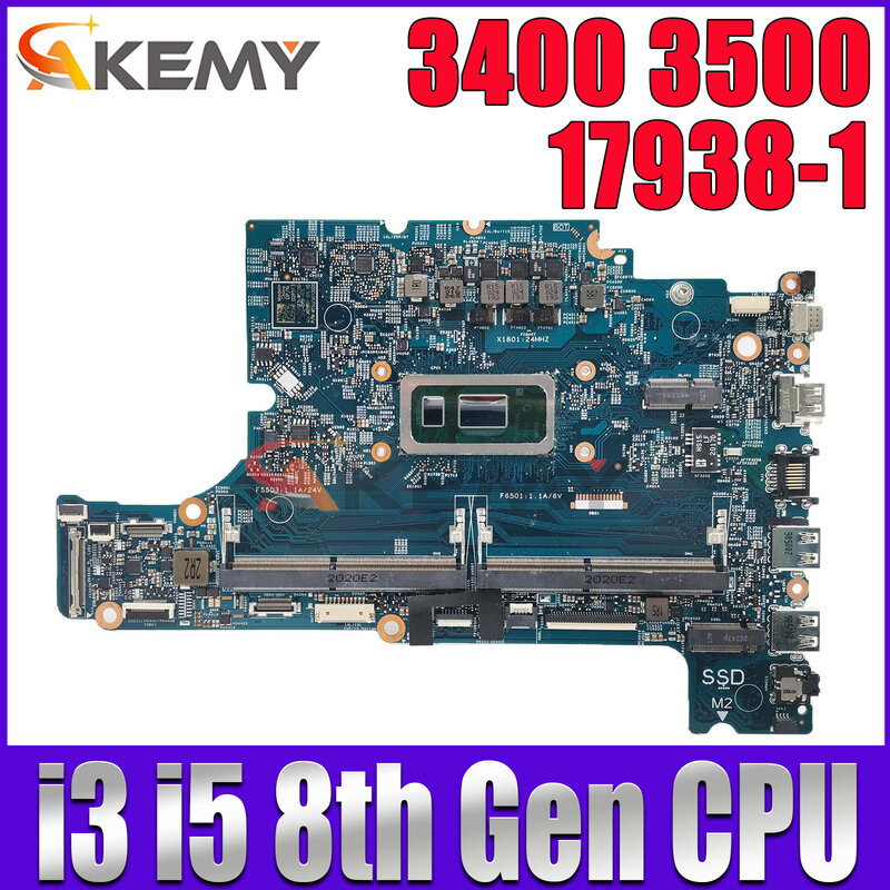 17938-1 For Dell Latitude 3400 3500 Laptop Motherboard With i3 i5 8th Gen CPU CN-0XTJ0V CN-0K3FRD 100% Fully tested