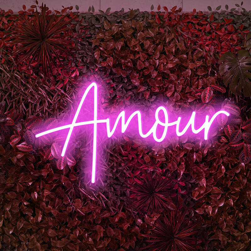 Amour Neon LED Signs Lights, I Love You Decor, Wedding Decor, Party, Bedroom Room Decoration, Wall Face