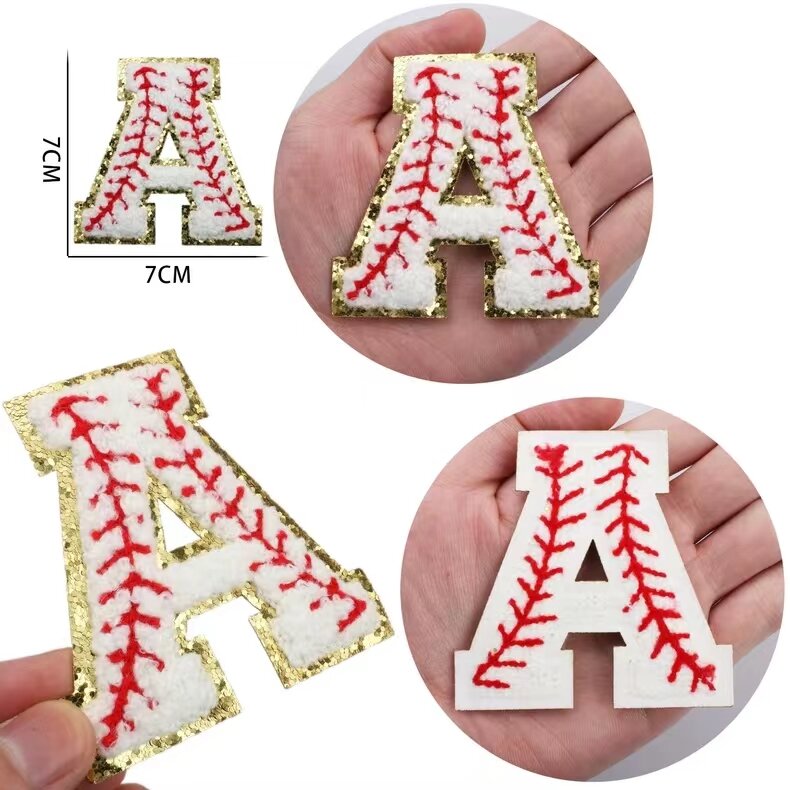 Baseball Embroidery Patch Chenille Letter Cloth Sticker DIY Fusible Iron on Patches Cloth Sticker for Clothes Hat Bag Accessorie