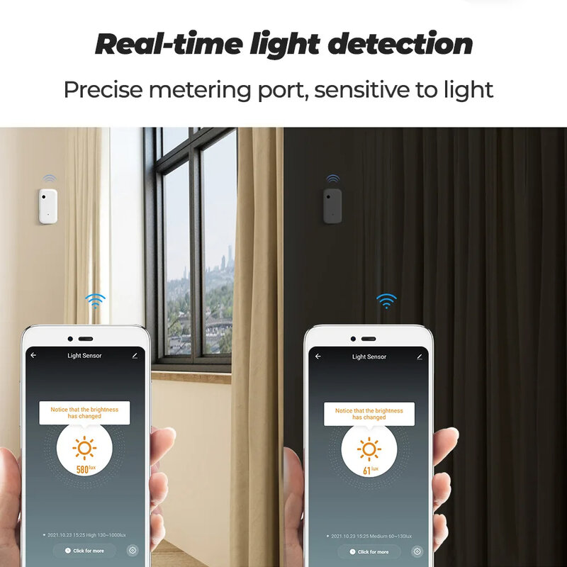 ZigBee Tuya Sensor lampu WiFi rumah pintar, Sensor penerangan rumah pintar detektor kecerahan Tautan aplikasi
