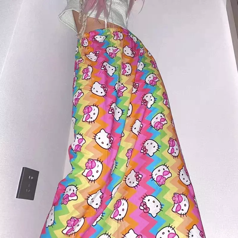 Sanrio Kawaii Hello Kitty Anima summer time Long Dress Cute Cartoon Dresses mezza gonna Fashion Costume regali adorabili per le ragazze