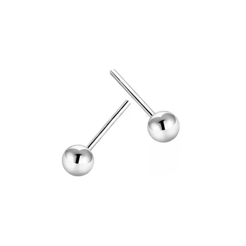 Brincos pequenos de bola de prata esterlina pura para mulheres, joias perfurantes, presente para meninas, torre, hélice, tragus, lobe, raith, padrão, 2-6mm