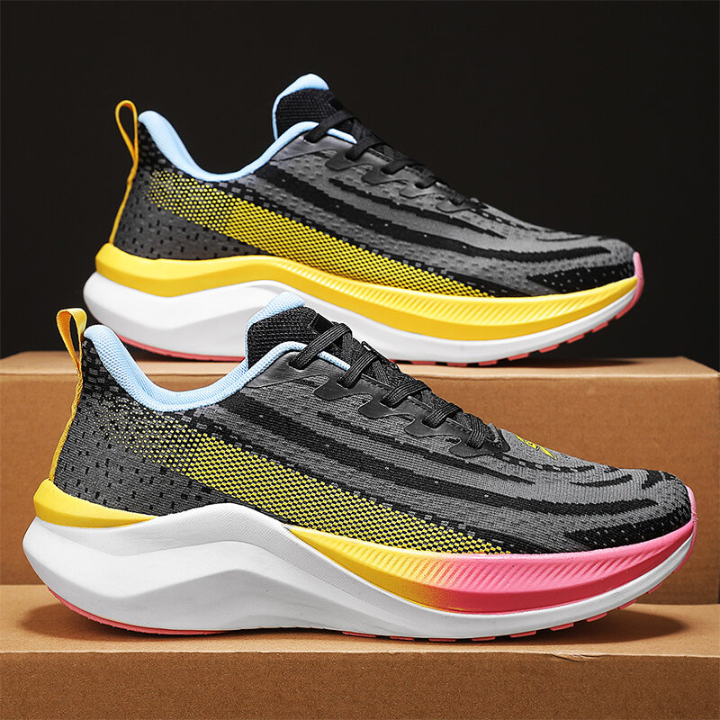 New Brand Designer Running Shoes Soft Cushioning Thick Sole Sneakers Men Mesh Breathable Outdoor Jogging Walking Trend Versatile