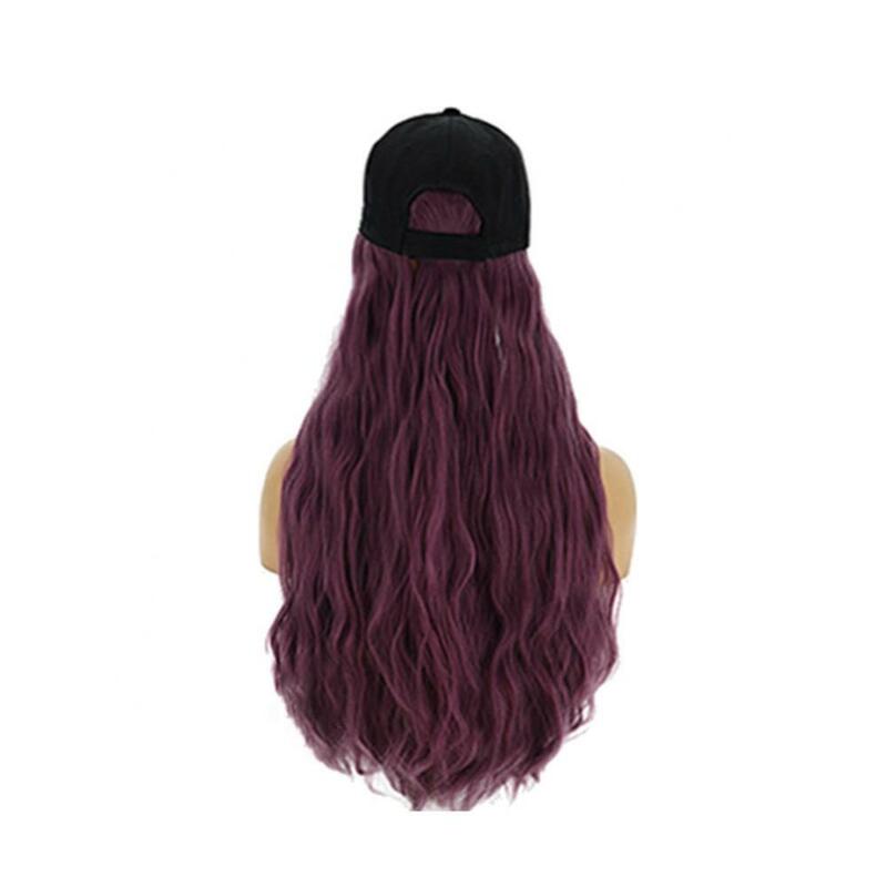 Baseball Cap Wig Long Hair Cap Faux Hair Wig Cap Street Style Long Curly Wave Wig Hairpiece Hair Extension With Hat Hats Outdoor