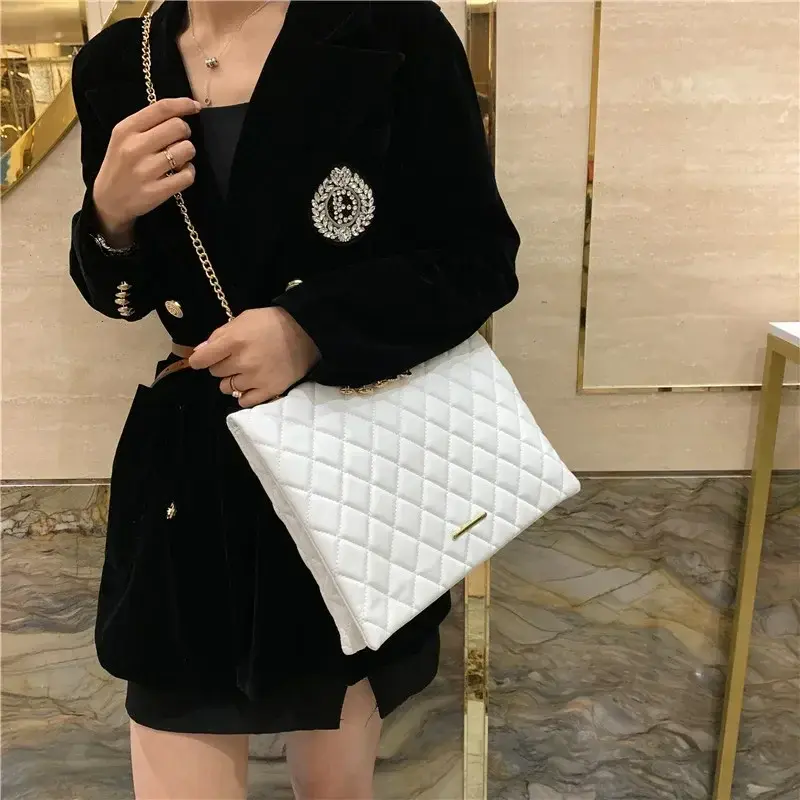 LW022 New Spring Shoulder Bag Fashion Plaid Pu Leather Crossbody Bags For Women Large Envelope Handbags And Purses