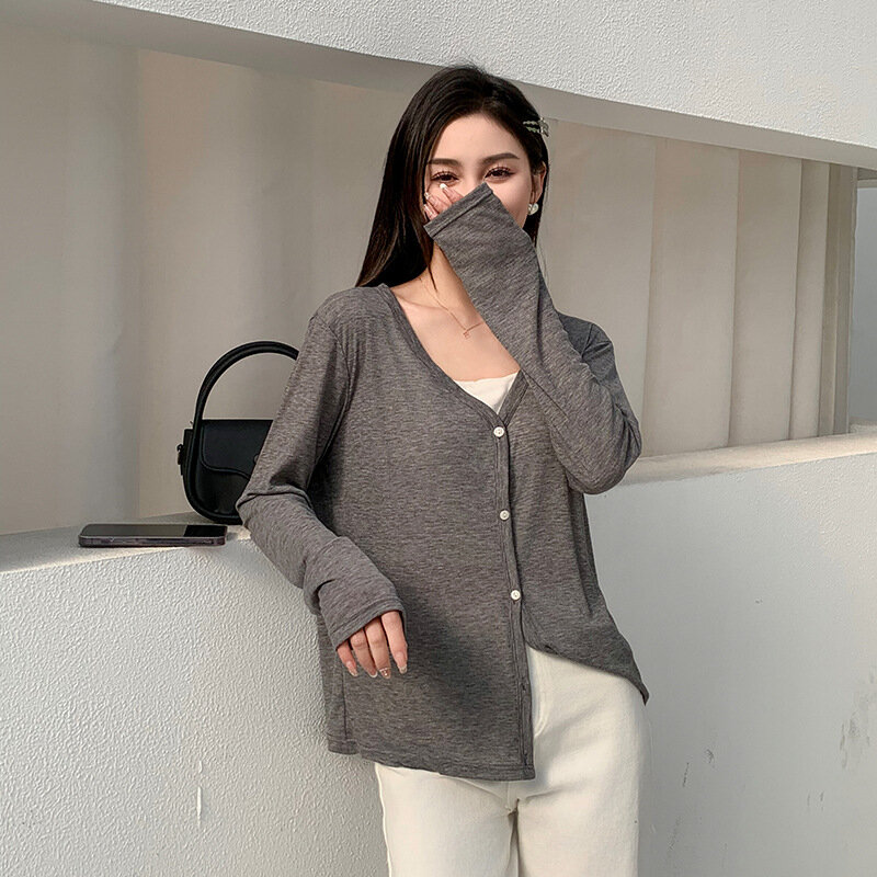 New Long Sleeve Knitted Cardigan For Women In Spring Summer Sun Protection Clothes Ice Silk Knitted Shirt Quick Drying ThinTops