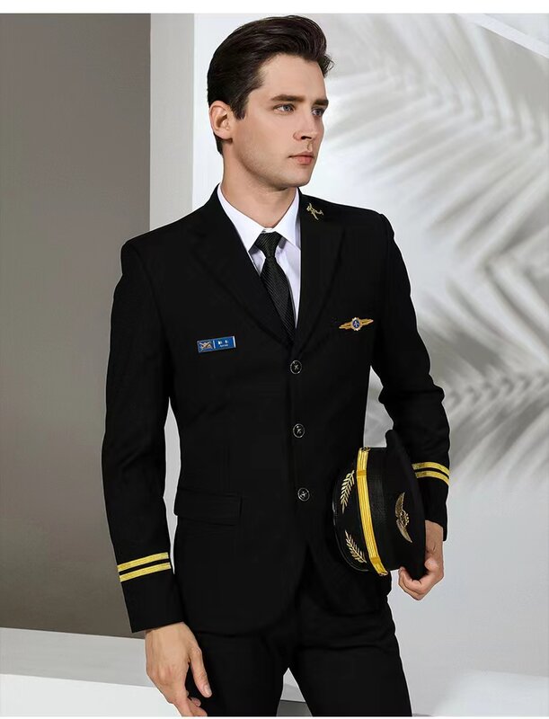 Custom Pilot Uniform Aviation Uniform Aviator Flight Attendant Men Security Overalls Work Clothes Costume
