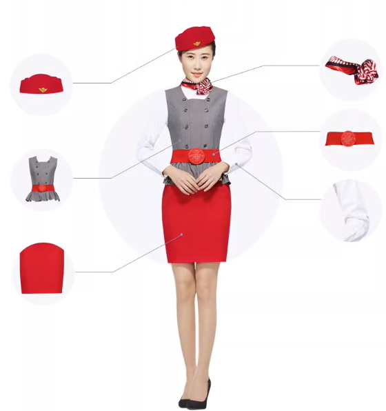 Aviation stewardessユニフォーム、ファッションスカート、エアスティワードレスシャツ、高品質