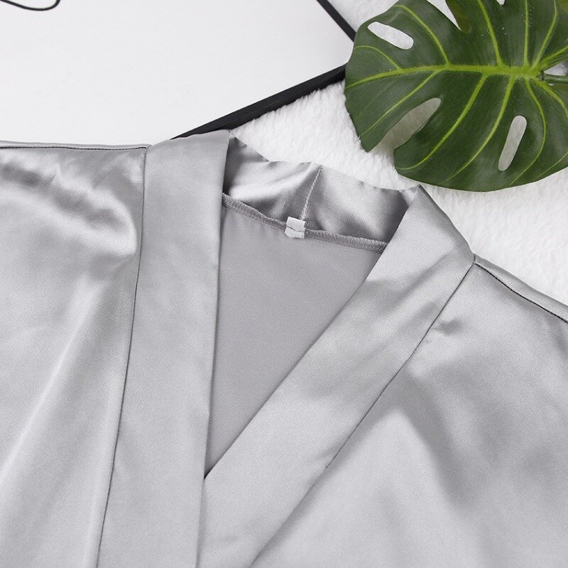 Koszula nocna damska 2024 letnia moda piżama luźny jedwabny krótki szlafrok w stylu Casual, z jedwabiu tekstura szata damska odzież domowa bielizna nocna
