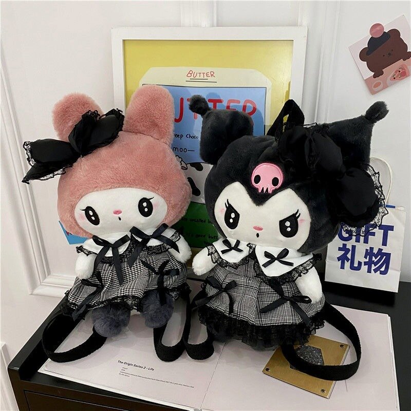 MBTI Kuromi mochilas doces para mulheres, Kawaii Melody, mochila Harajuku, Lolita Jk Plush, bolsa de grife feminina, nova moda, 2024