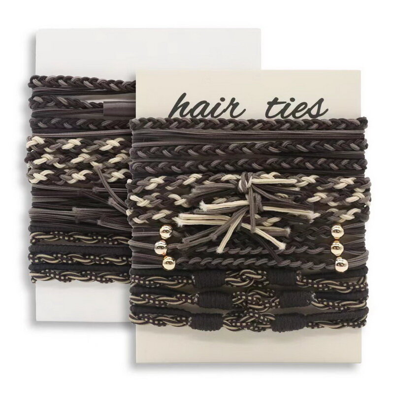 12 buah bando karet rambut Boho wanita, aksesori rambut gelang Retro elastis tali rambut