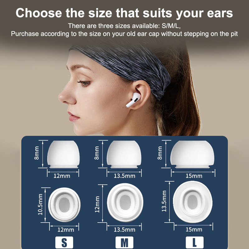 Soft Silicone Ear Dicas para Airpods Pro, Earbuds Capa Protetora, Redução de Ruído Buraco, Ear-Pads para Apple Air Pods Pro 1/2