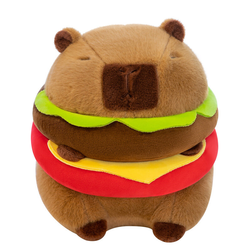 Boneka Capybara Capibala Hamburger Capybara Jun, boneka Capybara lucu, tidur menenangkan hadiah pasangan lucu