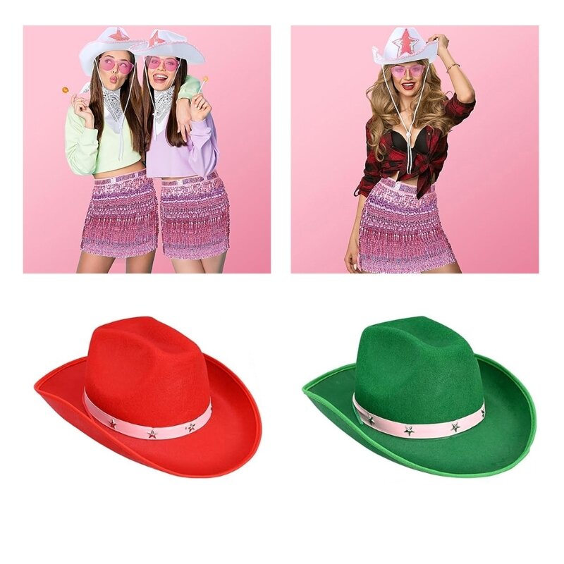 Topi Koboi Antik Topi Pinggiran Besar Gaya Barat Topi Jazz Felt Ringan Pria Wanita Warna Polos Topi Cosplay Pesta Kasual