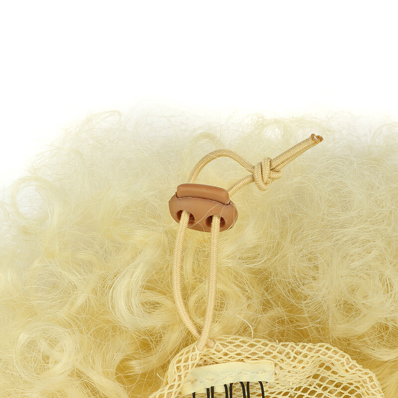 Coleta de pelo sintético Afro, postizo corto y rizado con cordón, extensión de moño