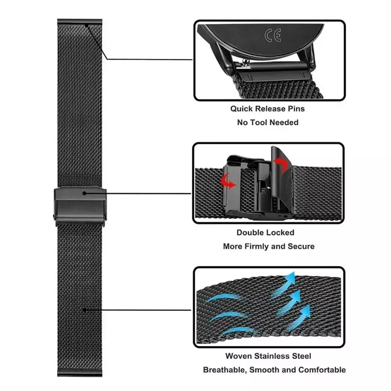 22mm Watch Bracelet Strap for Xiaomi Mi Watch 2 Smartwatch Stainless Steel Band for Xiaomi Watch 2 Metal Correa Wristband
