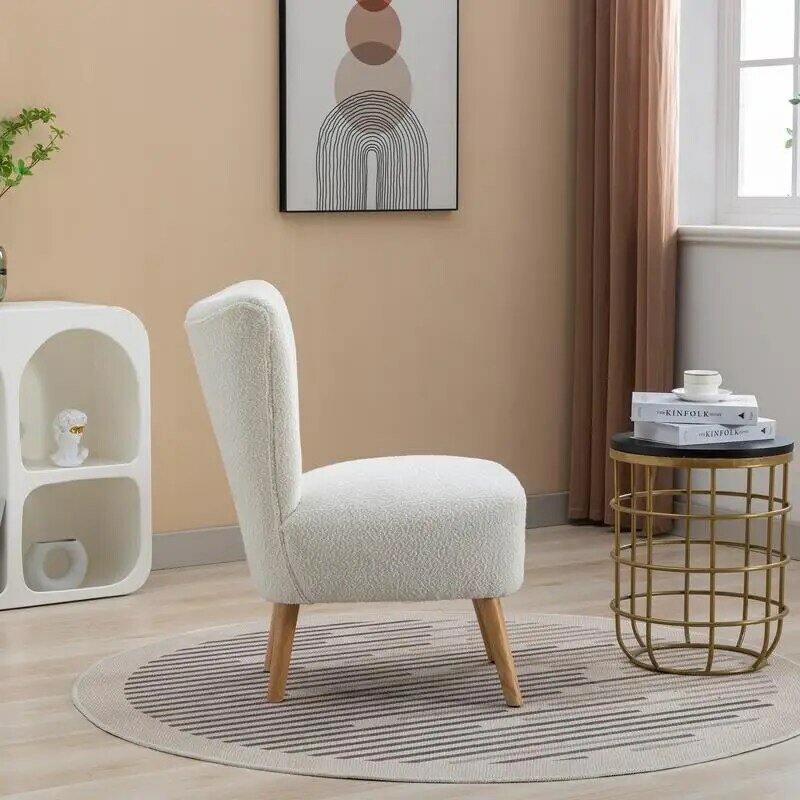 22.50''W  Upholstered Armless Accent Chair Modern Slipper Chair, Cozy Curved Wingback Armchair