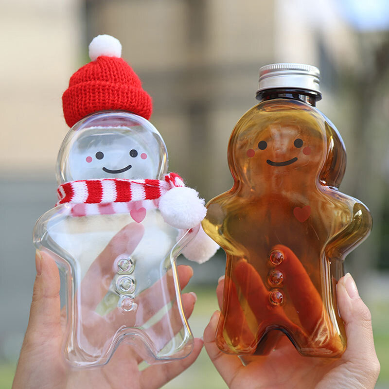 귀여운 진저브레드 남자 마시는 컵 휴대용 셰이커 음료수 병, 주방 우유 차 물병, 가정 커플 크리스마스 병 선물