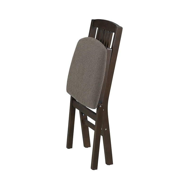 MECO Stakmore-Tecido De Madeira Assento Estofado, Folding Chair Set, Espresso, 2 Pack
