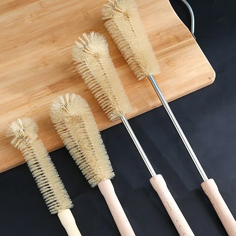 Long Wooden Handle Glass Bottle Cleaning Brush No Dead Space Milk Bottle Thermos Cup Breaker Cleaning Brush Kitchenware