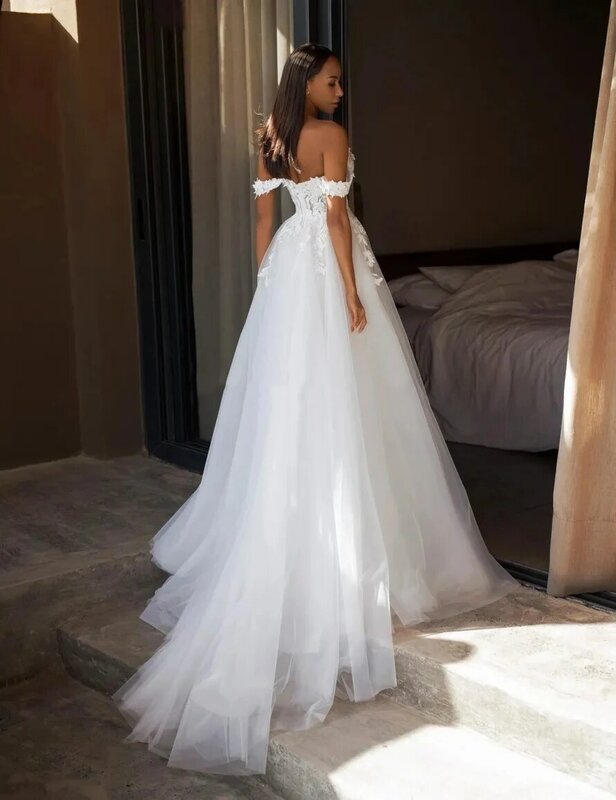 Красивое изысканное свадебное платье Русалка с открытыми плечами без рукавов с высоким разрезом кружевное сексуальное элегантное платье для невесты с открытой спиной