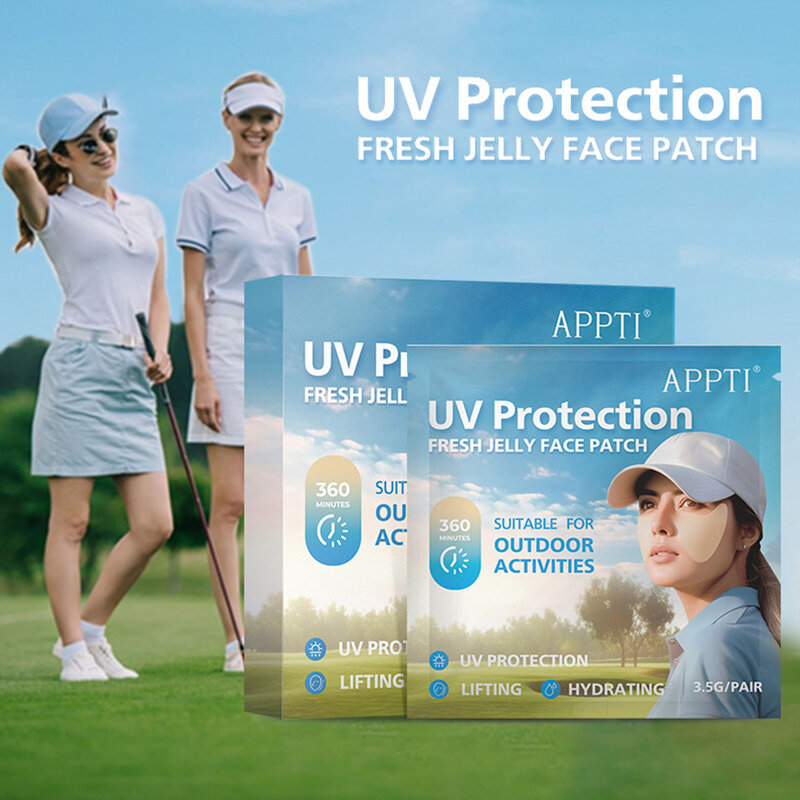 5 Pairs UV Face Patch Golf Sun Protection Patches Moisturizing Breathable Sun Protection Face Patch for Golfs Beach Travel
