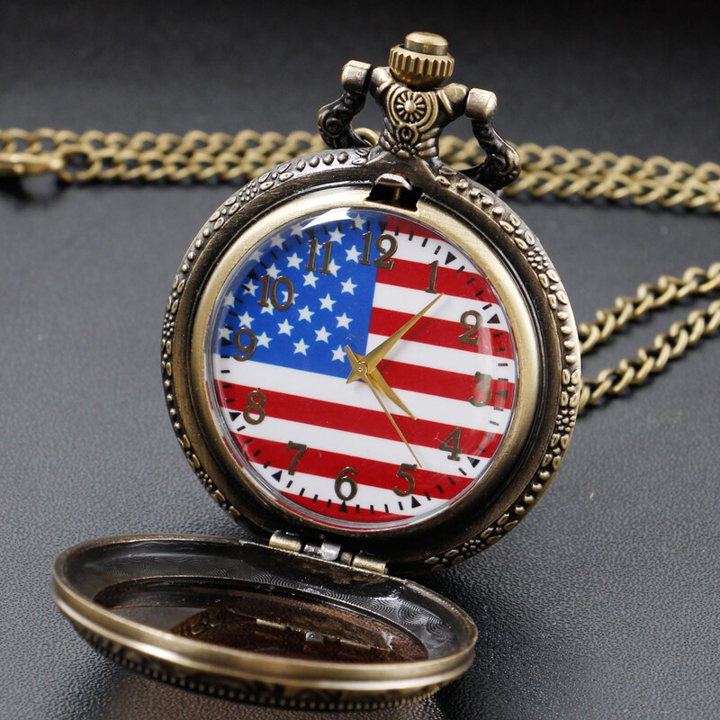 Vintage National Flag Design orologio da tasca al quarzo ciondolo Steampunk da uomo Best Gift Art Collection maschile