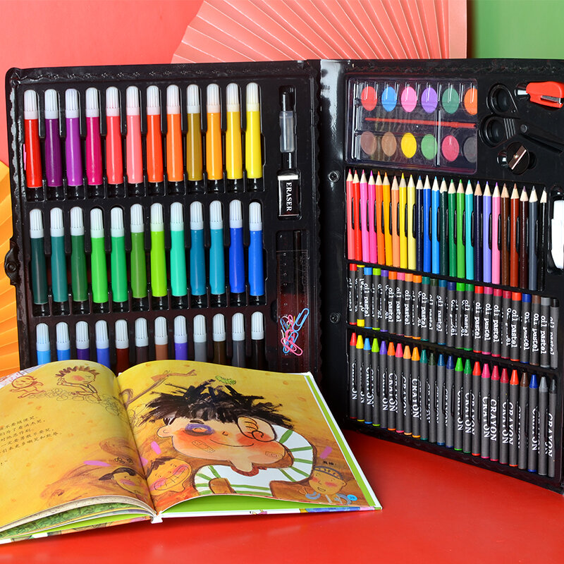150 Pcs Kids Water Color Art Set Set da disegno per bambini penna pastello ad olio pastello pittura strumento da disegno forniture d'arte Set di cancelleria