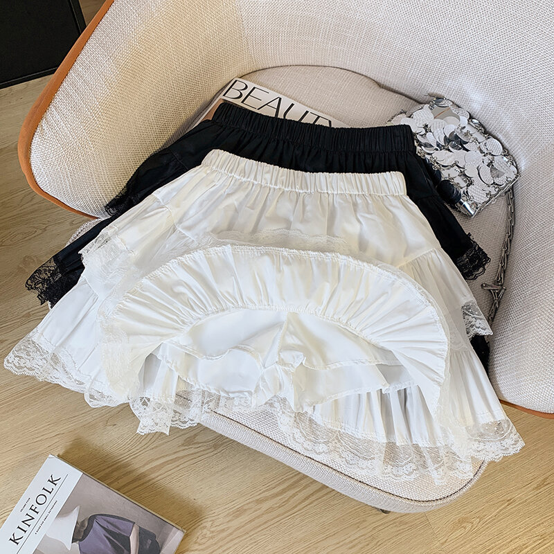 Elegant stitching lace high waist short Skort Cake skirt pantskirt for women y2k falda