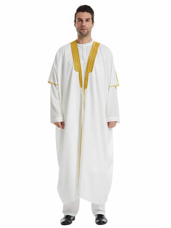 Abaya Kebaya mode Muslim terbuka Kimono Abaya Dubai Turki Arab Islam Abayas untuk pakaian doa pria jubah orang Muslim Hombre
