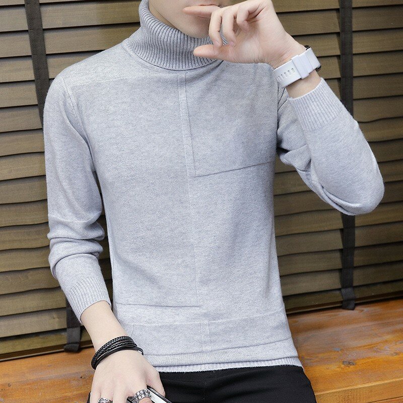 brand Men Turtleneck Sweaters and Pullovers 2021 New Fashion Knitted Sweater Winter Men Pullover Homme Wool Casual Solid Clothes