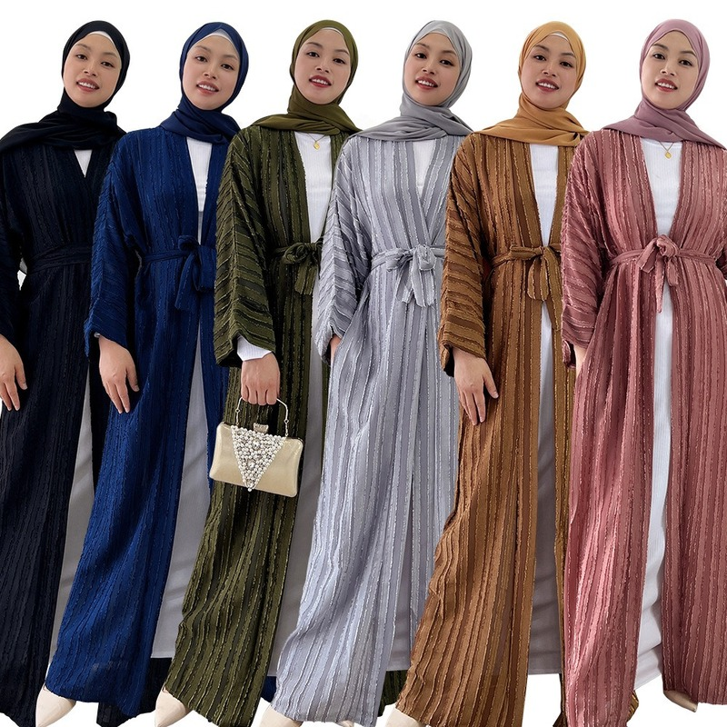 طبقة مفتوحة عباية فام سترة 2022 الصيف مسلم تونك دبي فستان أنيق المرأة المسلمة ملابس أنيقة مسلم معطف