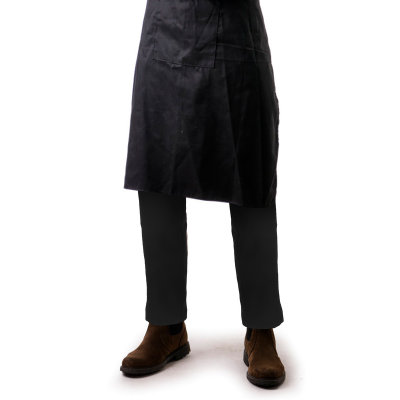 Une paire de vêtements de travail de chef pour hommes et femmes, matériau respirant FJH, pantalons noirs