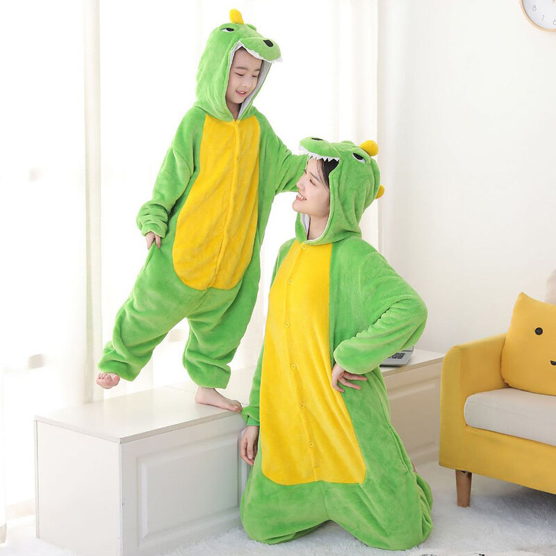Tier Cartoon Nachtwäsche Stram pler Pyjama Flanell warm einteilig Halloween Cosplay Kostüm Unisex Erwachsenen Kinder Homewear Overall