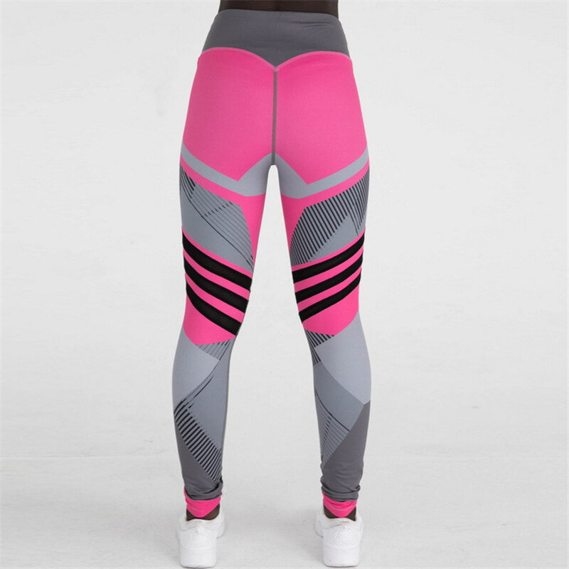 НОВЫЕ геометрические штаны для йоги с цифровым принтом женские европейские и американские леггинсы с четырьмя иглами и шестью нитями