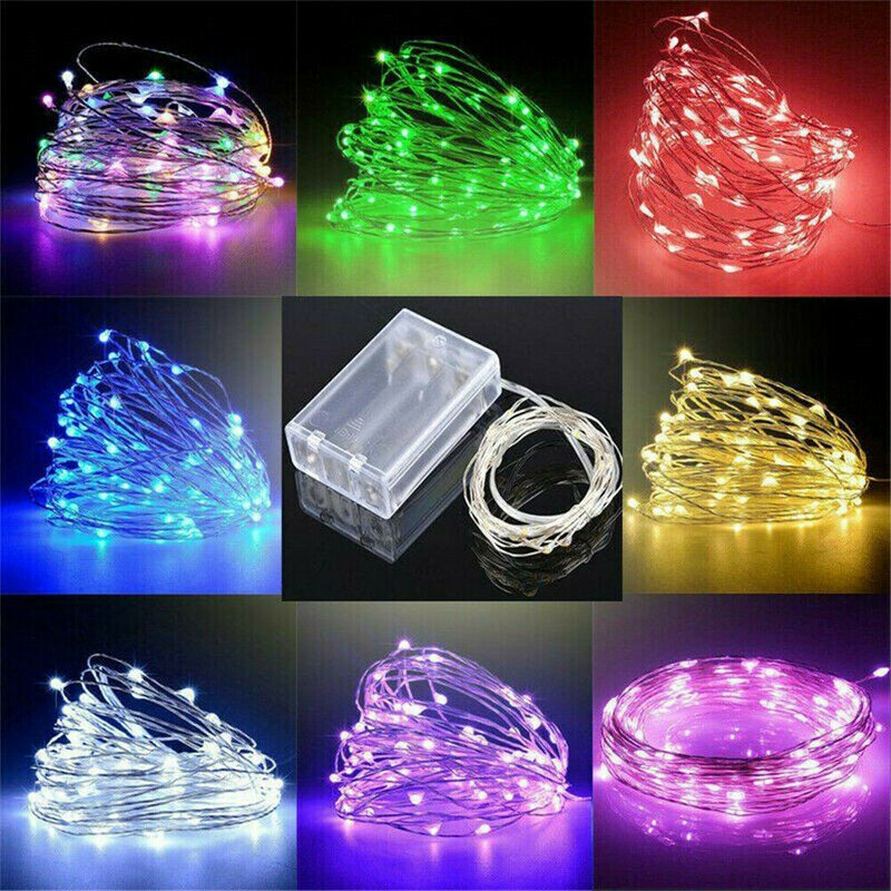 Small Micro 20-100 LED Fairy Lights String Battery Copper Sliver Wire Xmas Party